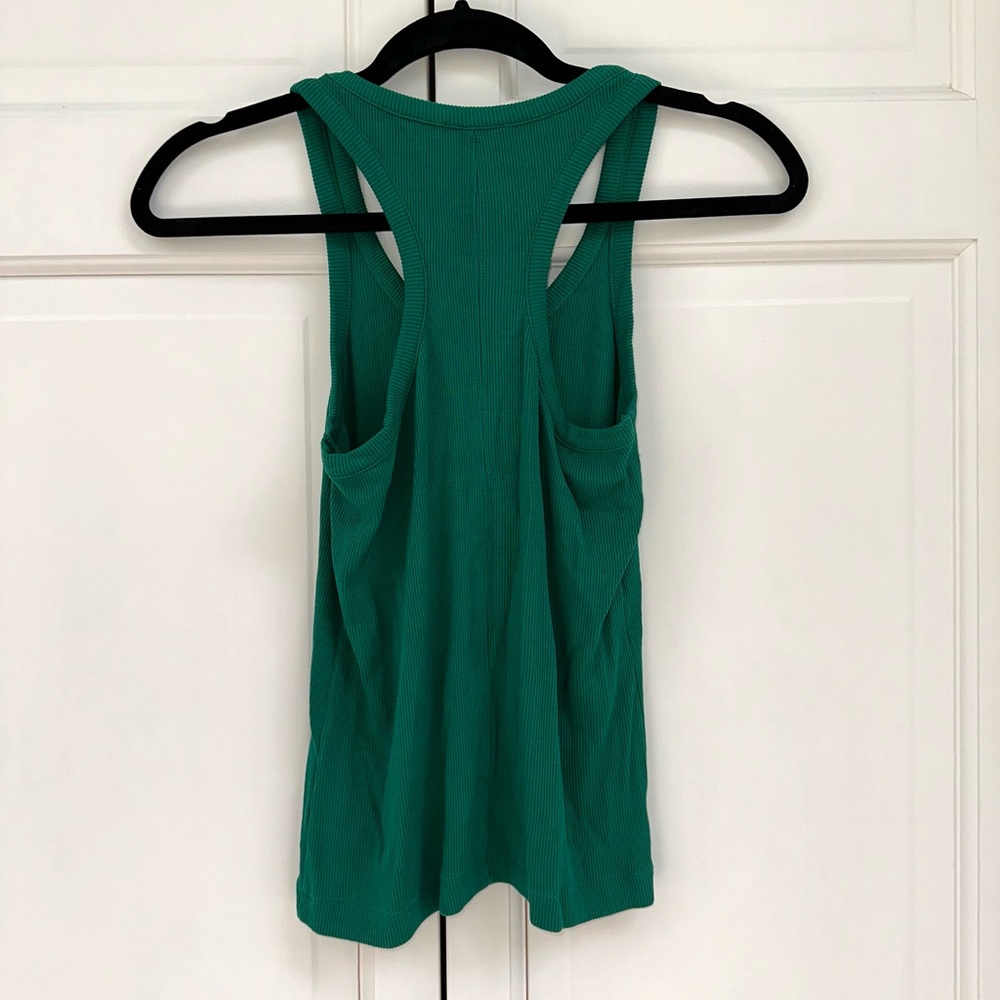 REISS Green Ribbed Racerback Tank Top - Picture 11 of 14